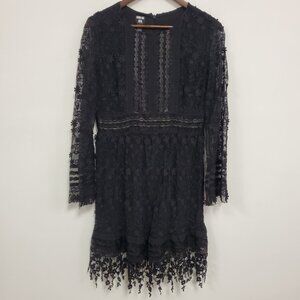 Anna Sui X INC Womens Fairy Grunge Whimsigoth Dress Size 6 Sheer Sleeve Witchy